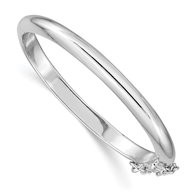 Sterling Silver RH-plated Polished w/ Safety Hinged Children's Bangle