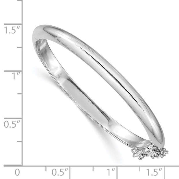 Sterling Silver RH-plated Polished w/ Safety Hinged Children's Bangle