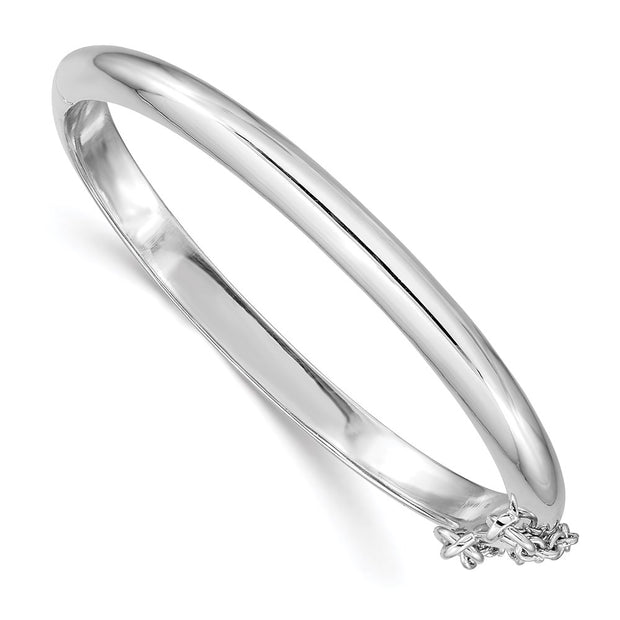Sterling Silver RH-plated Polished w/ Safety Hinged Children's Bangle