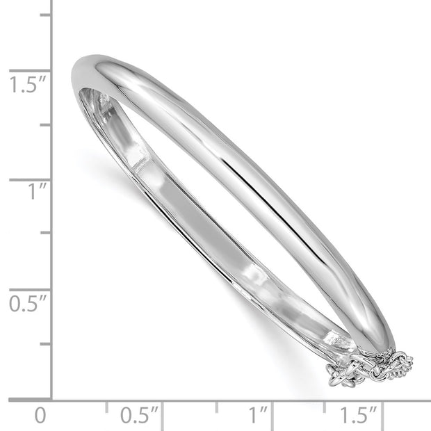 Sterling Silver RH-plated Polished w/ Safety Hinged Children's Bangle