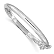 Sterling Silver RH-plated Polished w/ Safety Hinged Children's Bangle