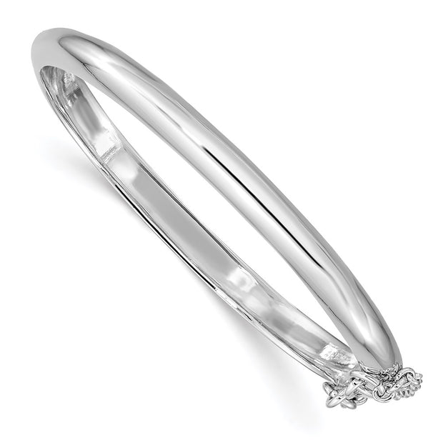 Sterling Silver RH-plated Polished w/ Safety Hinged Children's Bangle