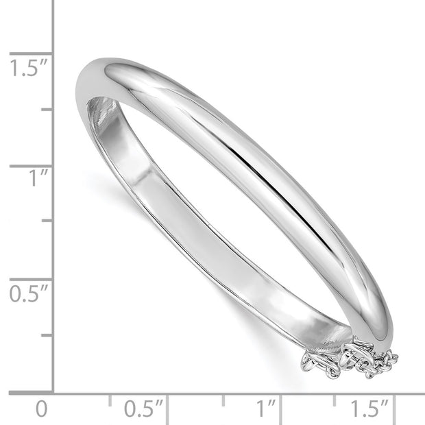 Sterling Silver RH-plated Polished w/ Safety Hinged Children's Bangle