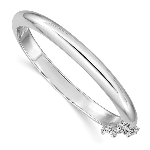 Sterling Silver RH-plated Polished w/ Safety Hinged Children's Bangle
