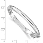Sterling Silver RH-plated Polished w/ Safety Hinged Children's Bangle