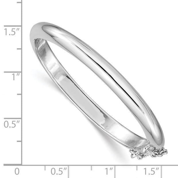 Sterling Silver RH-plated Polished w/ Safety Hinged Children's Bangle