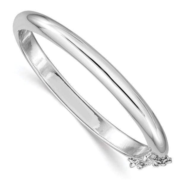 Sterling Silver RH-plated Polished w/ Safety Hinged Children's Bangle