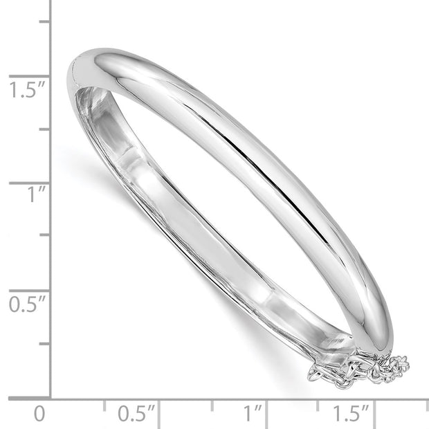 Sterling Silver RH-plated Polished w/ Safety Hinged Children's Bangle