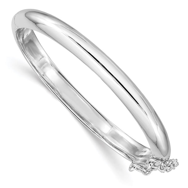 Sterling Silver RH-plated Polished w/ Safety Hinged Children's Bangle