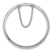 Sterling Silver Rhodium-plated Polished & Diamond-cut with Safety Clasp Hinged Children's Bangle