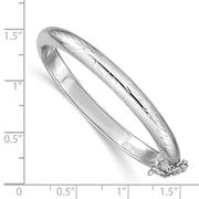 Sterling Silver Rhodium-plated Polished & Diamond-cut with Safety Clasp Hinged Children's Bangle