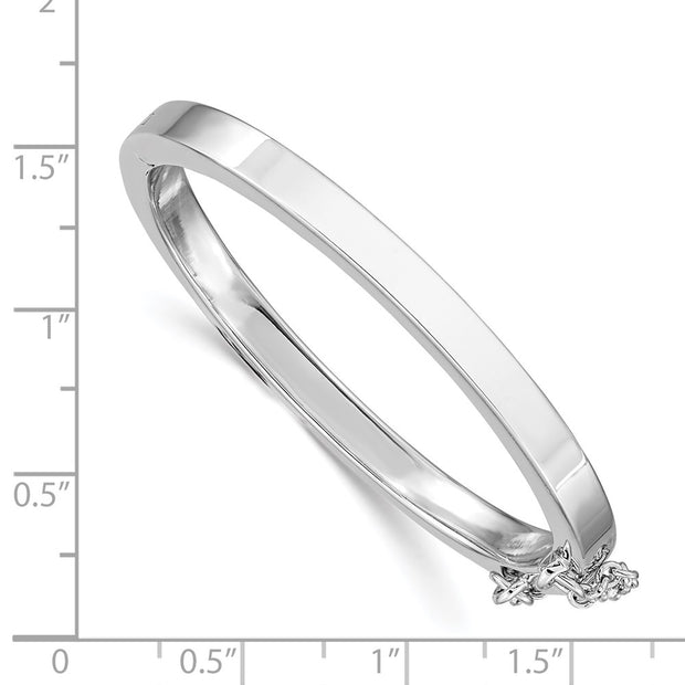 Sterling Silver RH-plated Polished w/ Safety Hinged Children's Bangle