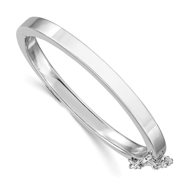 Sterling Silver RH-plated Polished w/ Safety Hinged Children's Bangle