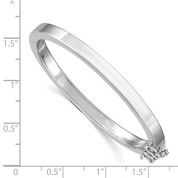 Sterling Silver RH-plated Polished w/ Safety Hinged Children's Bangle