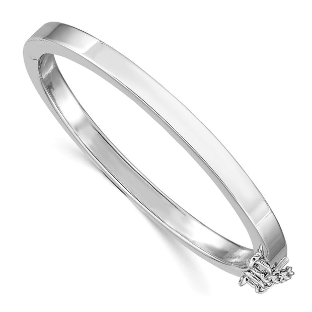 Sterling Silver RH-plated Polished w/ Safety Hinged Children's Bangle