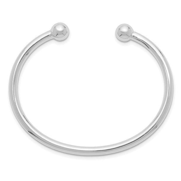 Sterling Silver Rhodium-plated Polished Children's Cuff Bangle