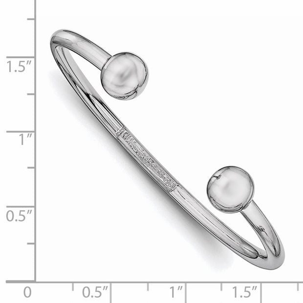 Sterling Silver Rhodium-plated Polished Children's Cuff Bangle