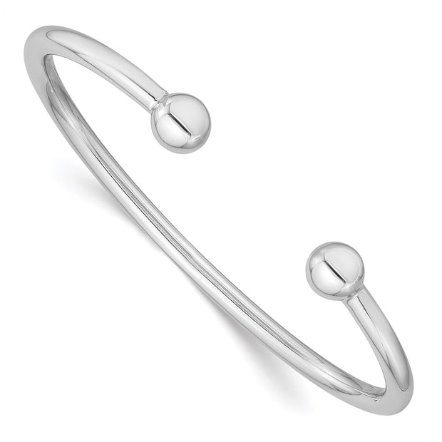 Sterling Silver Rhodium-plated Polished Children's Cuff Bangle