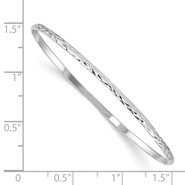 Sterling Silver RH-plated Polished & D/C Slip On Children's Bangle