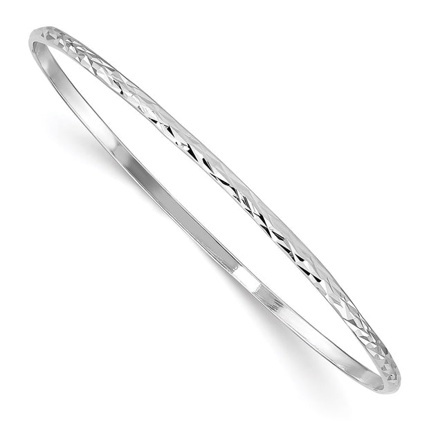 Sterling Silver RH-plated Polished & D/C Slip On Children's Bangle
