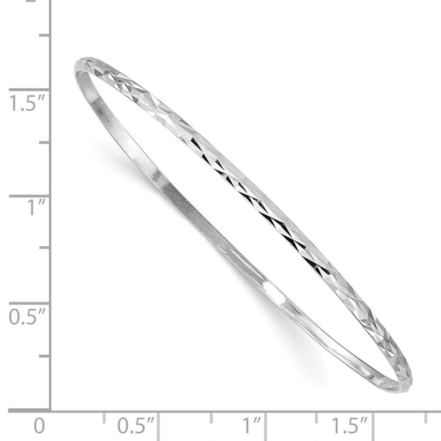 Sterling Silver RH-plated Polished & D/C Slip On Children's Bangle
