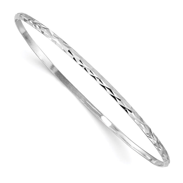 Sterling Silver RH-plated Polished & D/C Slip On Children's Bangle