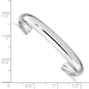 Sterling Silver Rhod-plated Polished & Domed Children's Cuff Bangle
