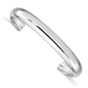 Sterling Silver Rhod-plated Polished & Domed Children's Cuff Bangle