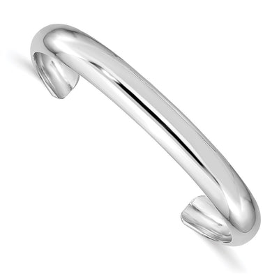 Sterling Silver Rhod-plated Polished & Domed Children's Cuff Bangle