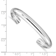 Sterling Silver Rhod-plated Polished & Domed Children's Cuff Bangle