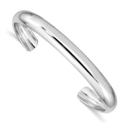 Sterling Silver Rhod-plated Polished & Domed Children's Cuff Bangle