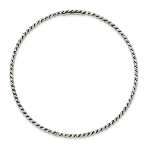 Sterling Silver Antiqued Twisted Slip-on Bangle