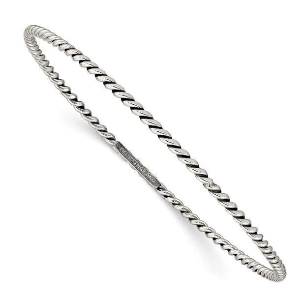 Sterling Silver Antiqued Twisted Slip-on Bangle