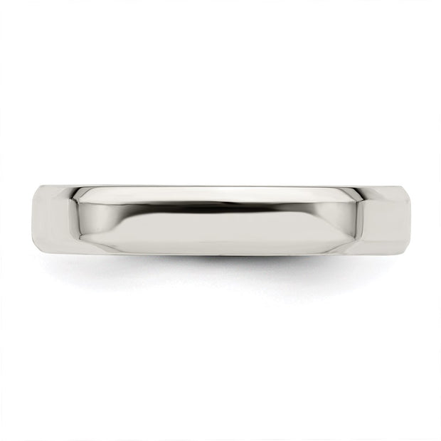Sterling Silver 4mm Beveled Edge Band