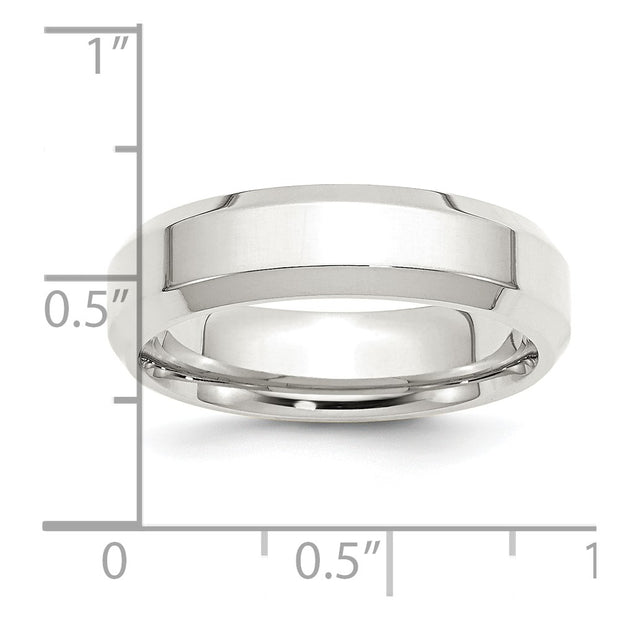 Sterling Silver 6mm Beveled Edge Band