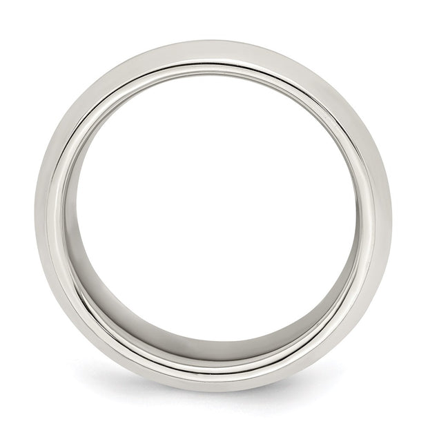 Sterling Silver 8mm Beveled Edge Band