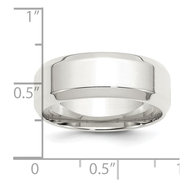 Sterling Silver 8mm Beveled Edge Band