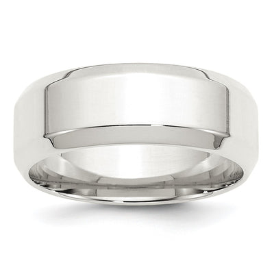 Sterling Silver 8mm Beveled Edge Band