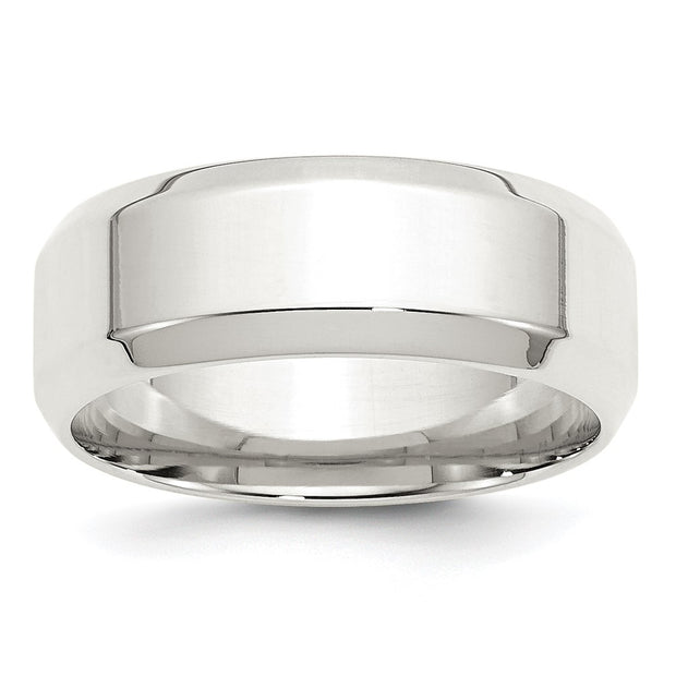 Sterling Silver 8mm Beveled Edge Band
