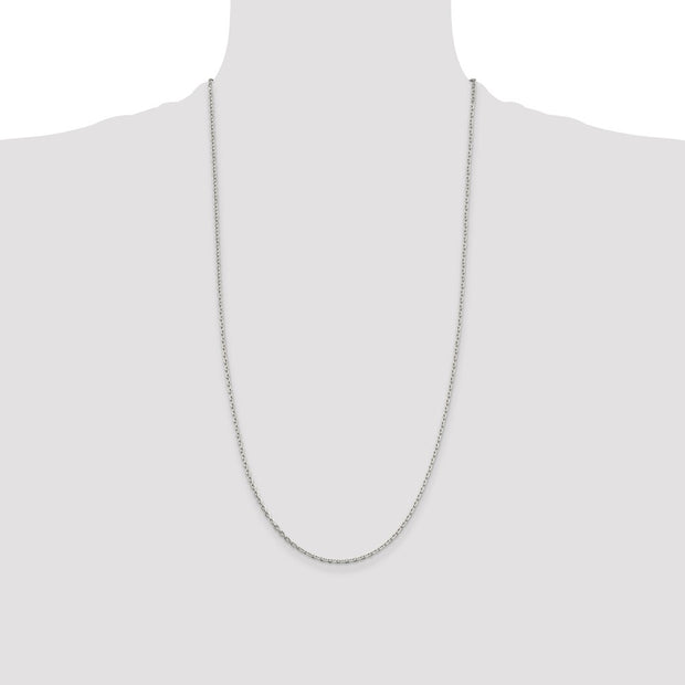Sterling Silver 2mm Beveled Oval Cable Chain