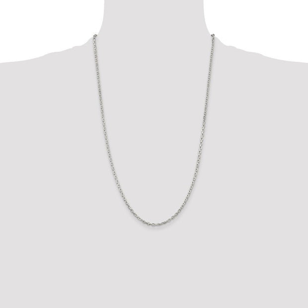 Sterling Silver 2.75mm Beveled Oval Cable Chain