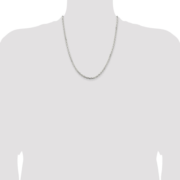 Sterling Silver 3.25mm Beveled Oval Cable Chain
