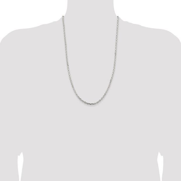 Sterling Silver 3.25mm Beveled Oval Cable Chain