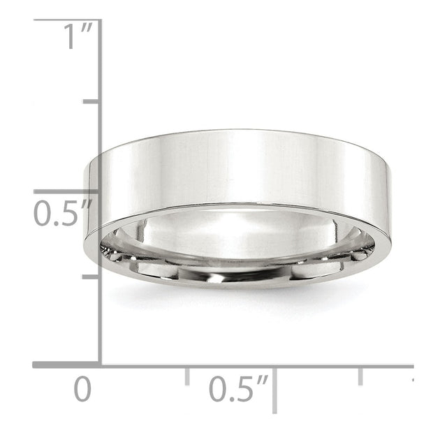 Sterling Silver 6mm Comfort Fit Flat Band