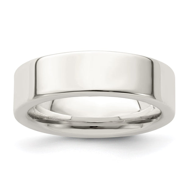 Sterling Silver 6mm Comfort Fit Flat Band