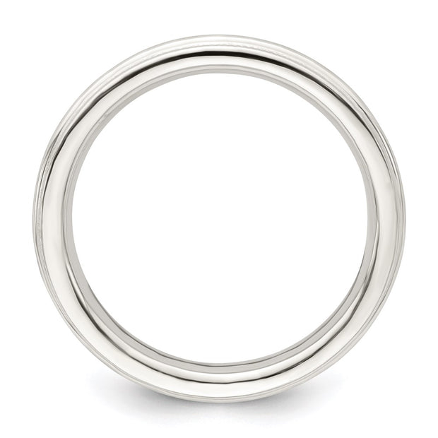 Sterling Silver 3mm Comfort Fit Half Round Milgrain Band