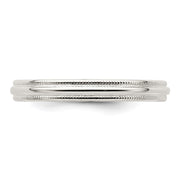 Sterling Silver 3mm Comfort Fit Half Round Milgrain Band