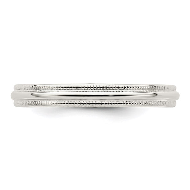 Sterling Silver 3mm Comfort Fit Half Round Milgrain Band