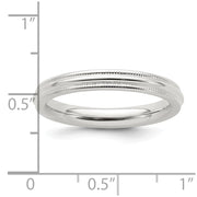 Sterling Silver 3mm Comfort Fit Half Round Milgrain Band