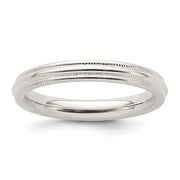 Sterling Silver 3mm Comfort Fit Half Round Milgrain Band